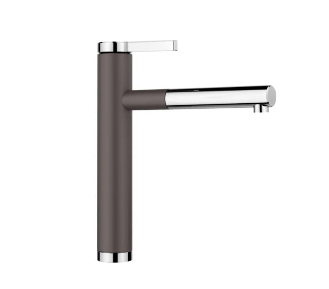 Blanco Linee-S - 518804 - Single Lever Monobloc Kitchen Tap with Pull-out Spray - Silgranit Rock Grey/Chrome