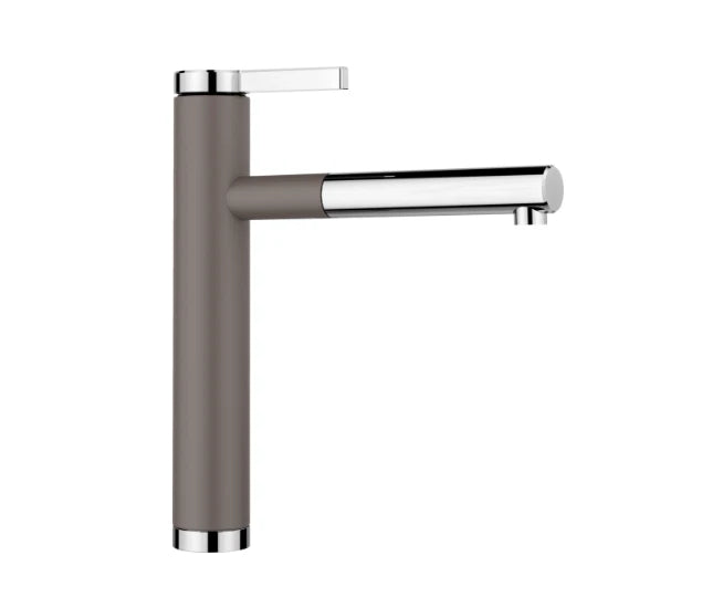 Blanco Linee-S - 526956 - Single Lever Monobloc Kitchen Tap with Pull-out Spray - Silgranit Volcano Grey/Chrome
