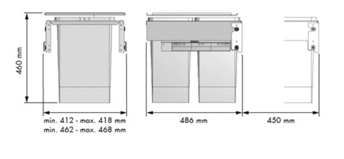INNS-45048LBNAN - 450mm Pull-out Bin 48 Litre (Stock)