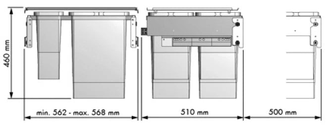 INNS-60064LBNAN - 600mm Pull-out Bin 64 Litre (Stock)