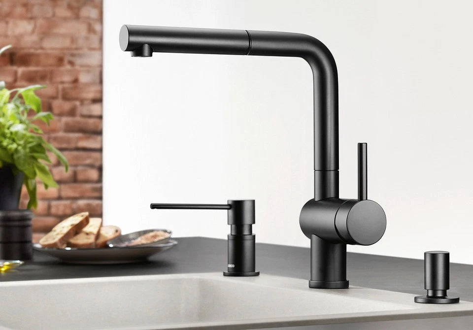 Blanco Linus-S - 525807 - Single Lever Monobloc Kitchen Tap with Pull-out Spray - Matt Black