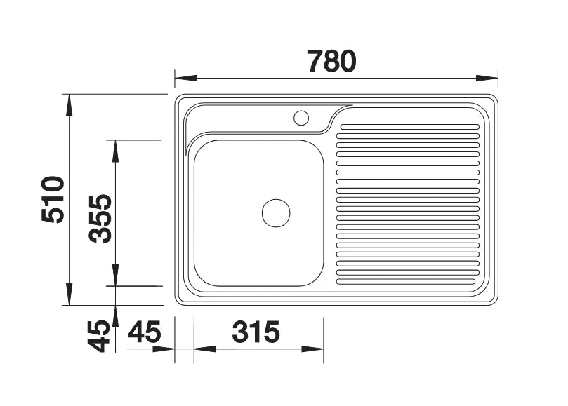 Blanco CLASSIC 40 S LH - 511125 - Stainless Steel 1.0 Bowl Inset Kitchen Sink