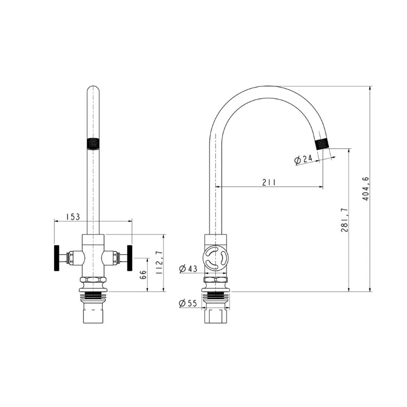1810 Henry Holt Collection Twin Lever Mixer Tap HH-TL/02/BS - Brushed Steel
