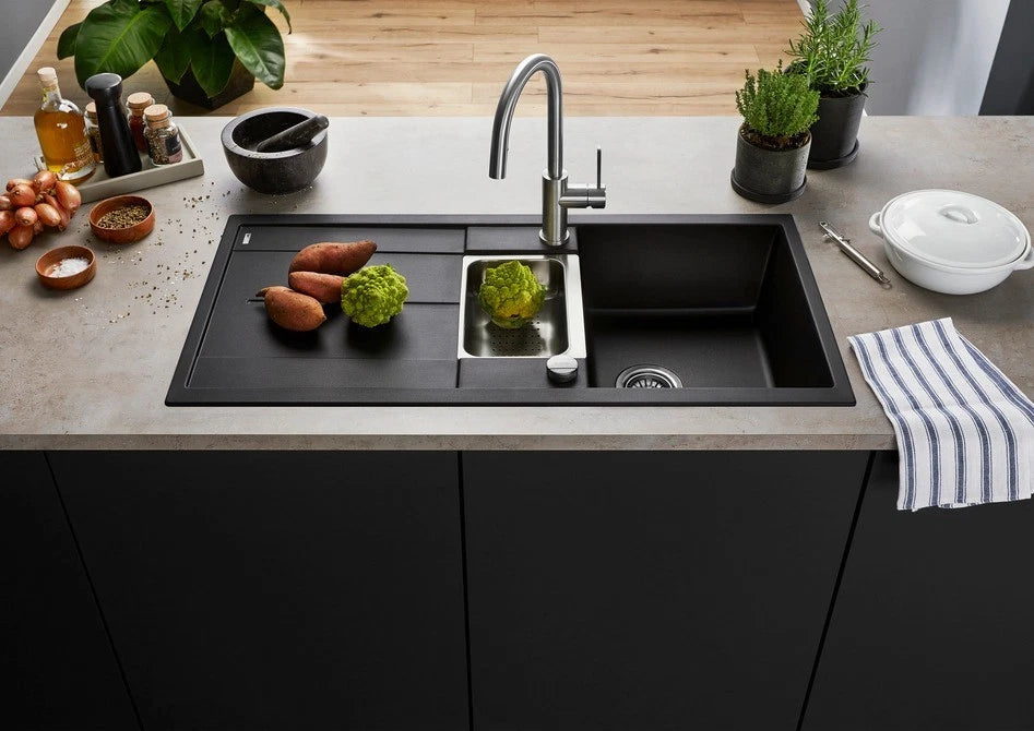 Blanco Metra 6 S - 525926 - Silgranit Reversible 1.5 Bowl Inset Sink - Black