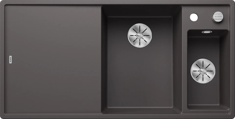 Blanco Axia III 6 S Right Hand - 523473 - Silgranit 1.5 Bowl Inset Sink - Rock Grey