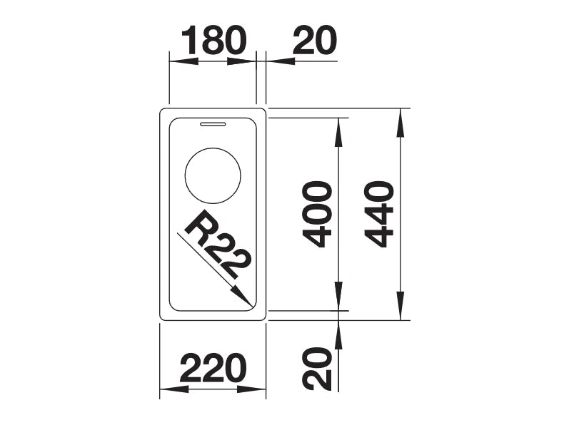 Blanco Andano 180-U - 522952 - Undermount Kitchen Sink - Stainless Steel