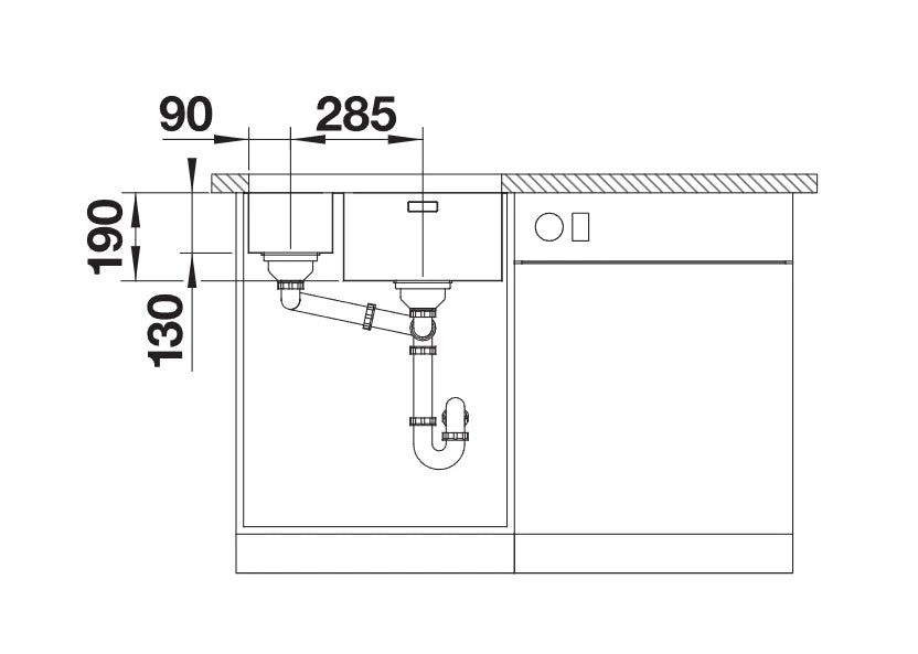 Blanco Andano 340/180-U LH - 522979 - Undermount Kitchen Sink - Stainless Steel