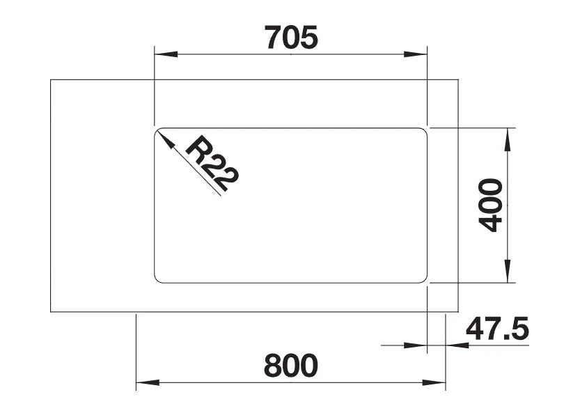 Blanco Andano 500/180-U RH - 522989 - Undermount Kitchen Sink - Stainless Steel