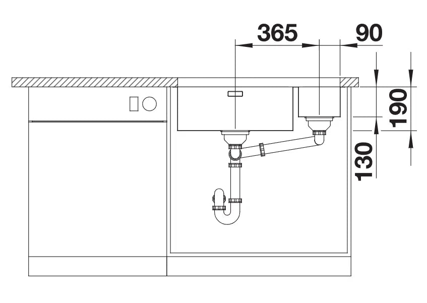 Blanco Andano 500/180-U RH - 522989 - Undermount Kitchen Sink - Stainless Steel