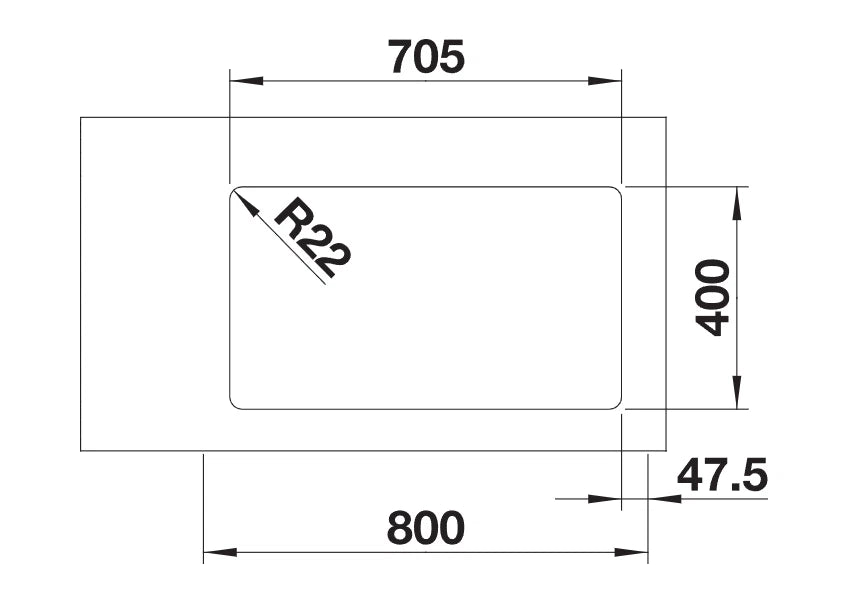 Blanco Andano 500/180-U LH - 522991 - Undermount Kitchen Sink - Stainless Steel