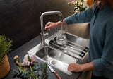 Blanco Jandora 526615 Single Lever J Shaped Kitchen Tap - Brushed Stainless Steel