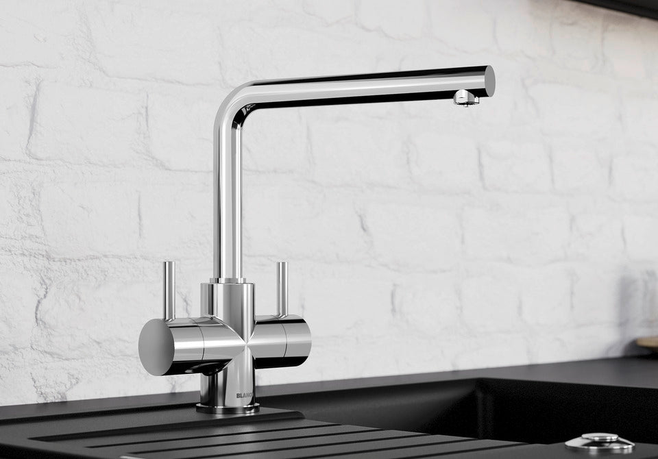 Blanco Lamia 525333 Twin Lever High L-Shape Kitchen Mixer Tap - Chrome
