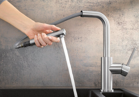 Blanco Lanora-S 523123 Single Level Mixer Kitchen Tap - Brushed Stainless Steel