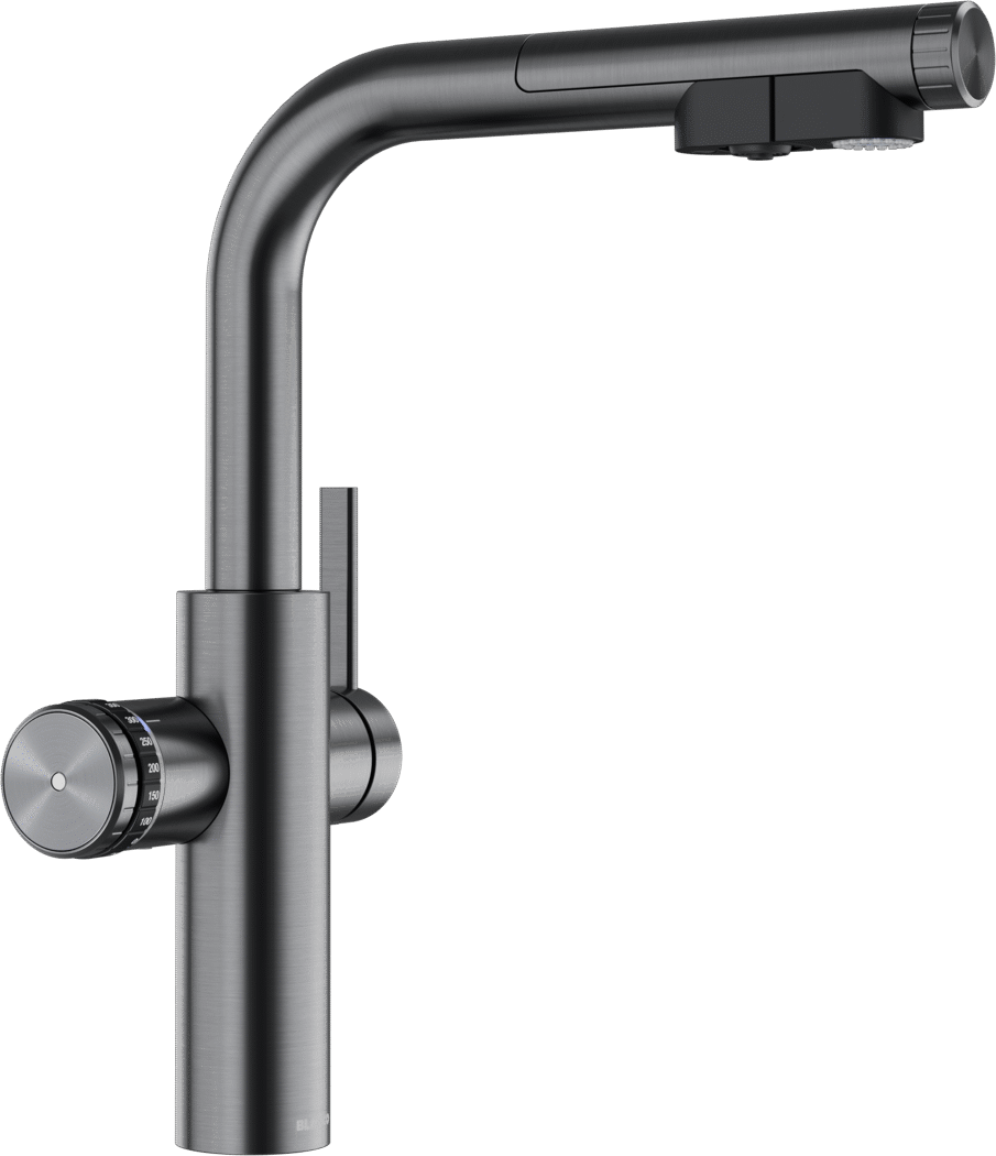 Blanco Choice Iconna L - 527926 & 527661 Hot, Filtered, Sparkling, Boiling Water - Satin Dark Steel