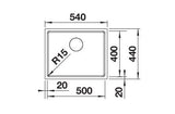 Blanco Quato 500 U 528230- Single Bowl Undermount Sink - Stainless Steel