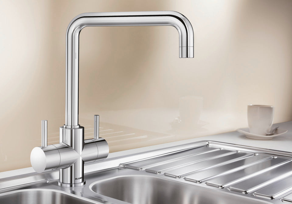 Blanco Jamia 525335 Twin Lever J Shaped Kitchen Tap - Chrome