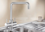 Blanco Jamia 525335 Twin Lever J Shaped Kitchen Tap - Chrome