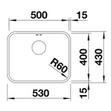 Blanco Supra 500- U 452615 & Blanco Mida S Pull out Spray Tap - 521454 - Sink and Tap Package