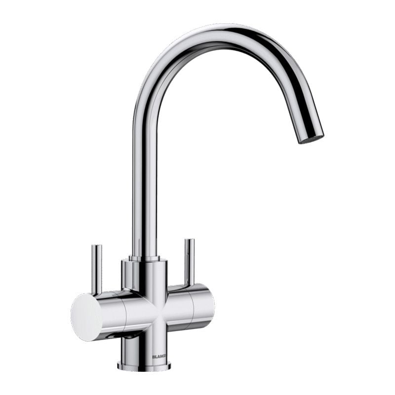 Blanco CAMIA Twin Lever High C-Shaped Spout Kitchen Mixer Tap - Chrome - 525334