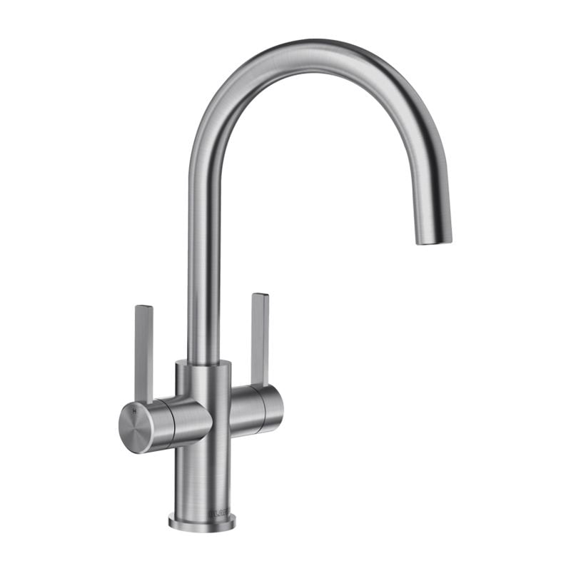 Blanco CANDOR 526703 Twin Lever Spout Solid Kitchen Mixer Tap - Brushed Stainless Steel