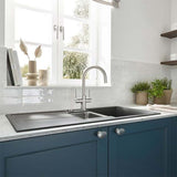 Blanco CANDOR 526703 Twin Lever Spout Solid Kitchen Mixer Tap - Brushed Stainless Steel