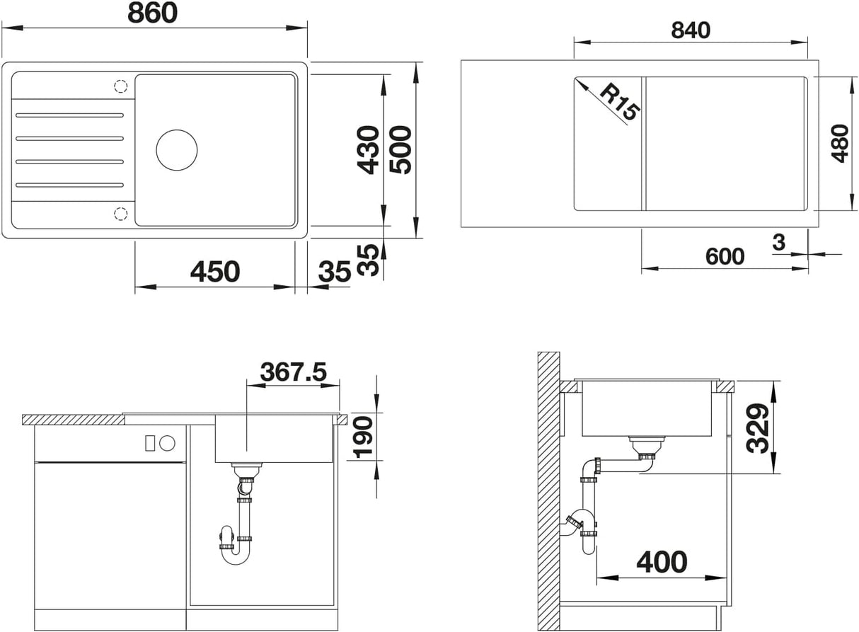 Blanco LEGRA XL 6 S 527274 1 Bowl Inset Kitchen Sink Silgranit - Volcano Grey