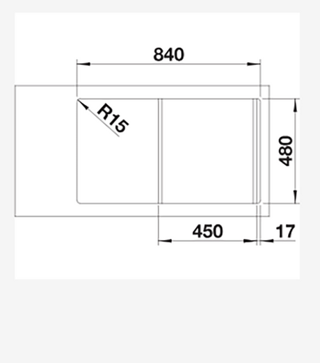 Blanco DINAS 45 S - 454436 - 1 Bowl Inset Stainless Steel Reversible Kitchen Sink - Brushed