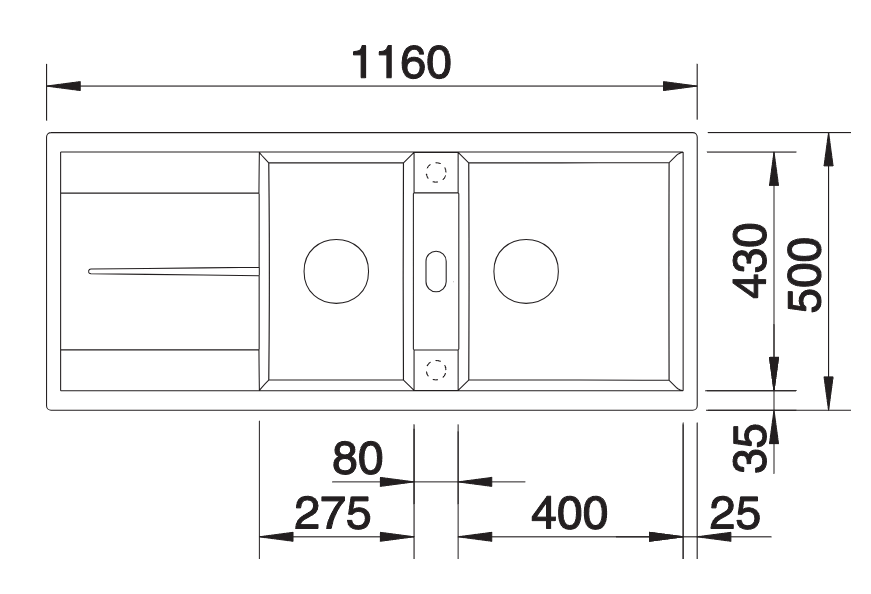 Blanco Metra 8 S - 513064 - Silgranit Reversible 1.5 Bowl Inset Sink - White