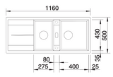 Blanco Metra 8 S - 513064 - Silgranit Reversible 1.5 Bowl Inset Sink - White