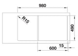 Blanco Axia III 6 S Left Hand - 524662 - Silgranit 1.5 Bowl Inset Sink - Coffee