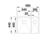 Blanco Zerox 340/180-U LH - 521613 - 1.5 Bowl Undermount Kitchen Sink - Stainless Steel