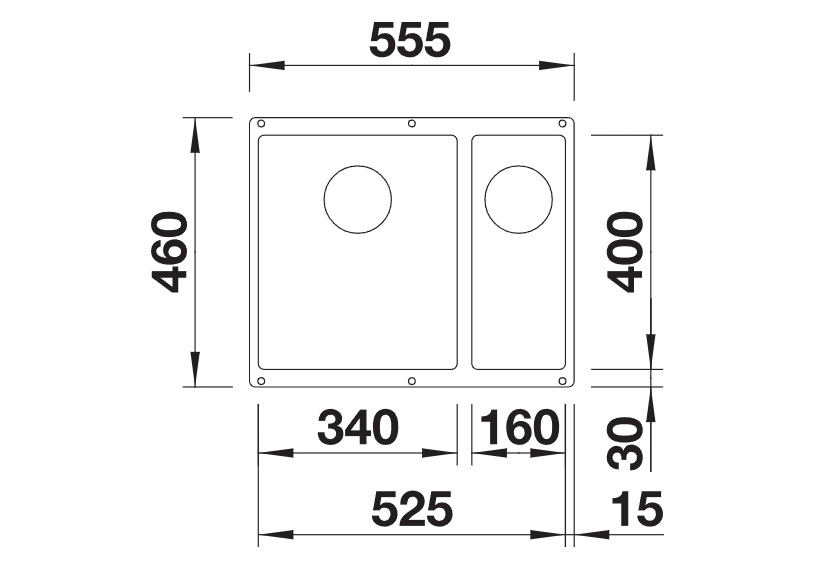 Blanco Subline 340/160-U LH - 523548 - Undermount Sink Silgranit - Anthracite