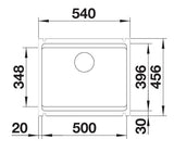 Blanco Etagon 500-U Ceramic - 525149 - Crystal White Gloss PuraPlus Undermount 1.0 Bowl Sink