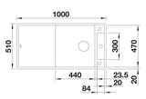 Blanco Axia III XL 6 S Reversible - 523514 - Silgranit 1.0 Bowl Inset Sink - White