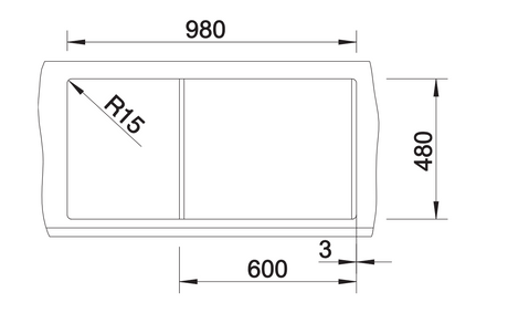 Blanco Metra XL 6 S - 515286 - Silgranit Reversible 1.0 Bowl Inset Sink - Anthracite