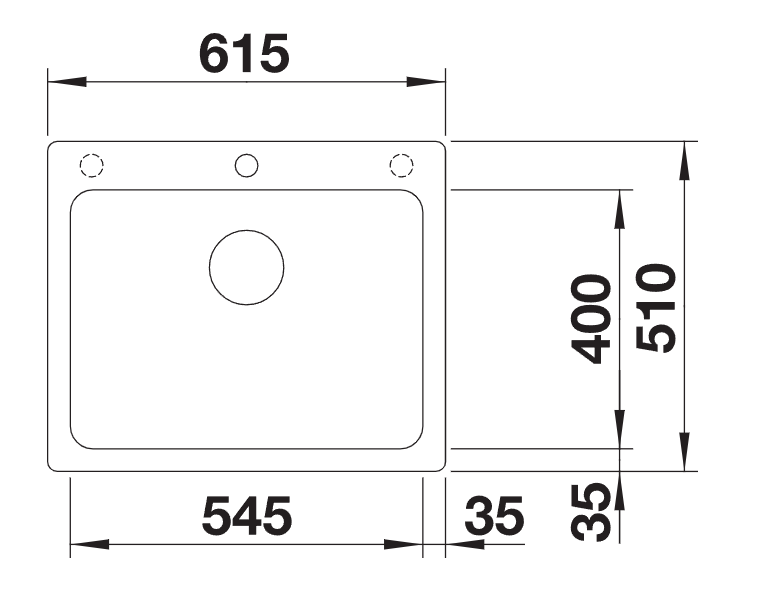 Blanco Naya 6 with Tap Ledge - 519638 - Silgranit 1.0 Bowl Inset Sink - Anthracite