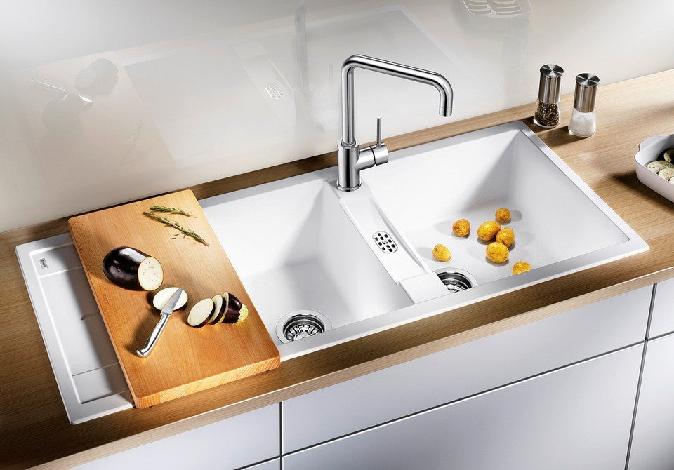Blanco Metra 8 S - 513064 - Silgranit Reversible 1.5 Bowl Inset Sink - White