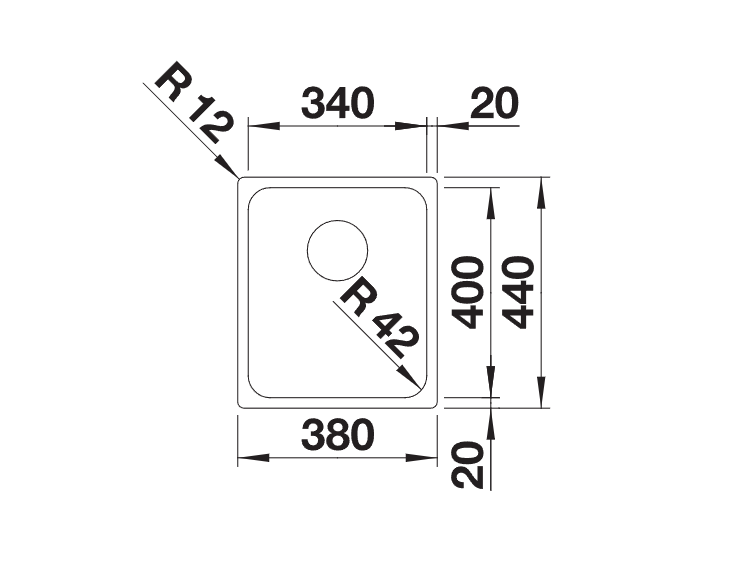 Blanco Solis 340-U - 526115 - Undermount Kitchen Sink - Stainless Steel