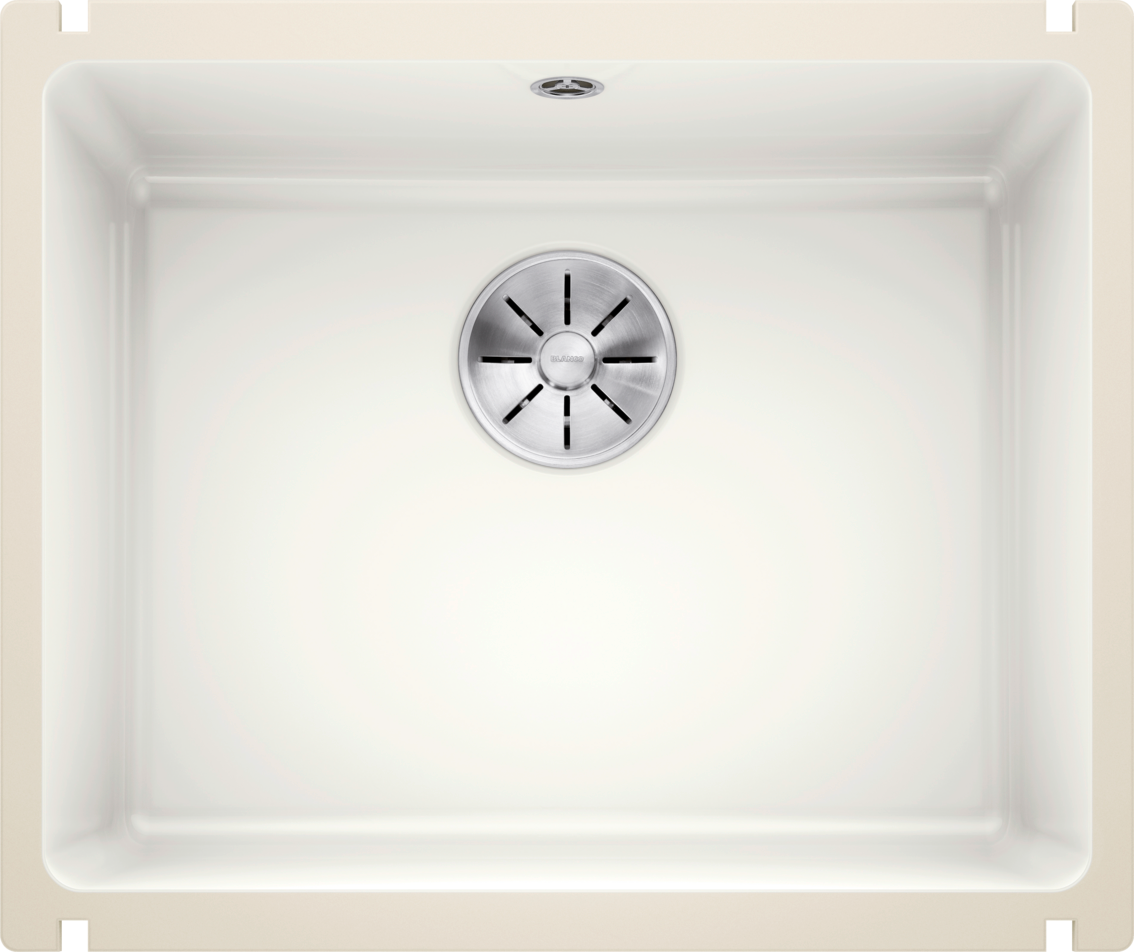 Blanco Subline 500-U Ceramic - 523733 - Crystal White Gloss PuraPlus Undermount 1.0 Bowl Sink