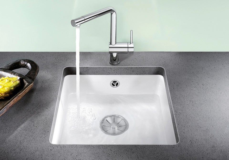 Blanco Subline 375-U Ceramic - 523726 - Crystal White Gloss PuraPlus Undermount 1.0 Bowl Sink