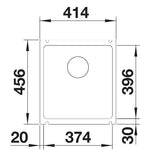 Blanco Subline 375-U Ceramic - 523726 - Crystal White Gloss PuraPlus Undermount 1.0 Bowl Sink