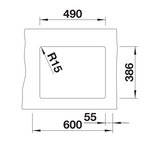 Blanco Subline 500-U Ceramic - 523733 - Crystal White Gloss PuraPlus Undermount 1.0 Bowl Sink