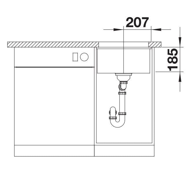 Blanco Subline 375-U Ceramic - 523726 - Crystal White Gloss PuraPlus Undermount 1.0 Bowl Sink