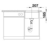 Blanco Subline 375-U Ceramic - 523726 - Crystal White Gloss PuraPlus Undermount 1.0 Bowl Sink