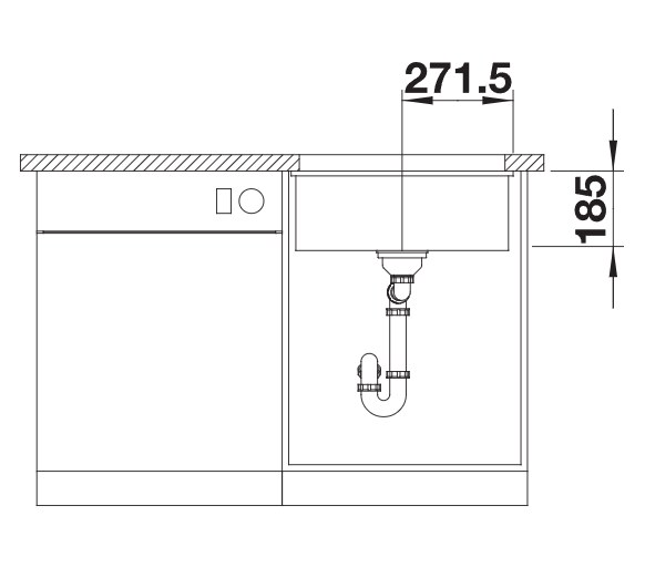 Blanco Subline 500-U Ceramic - 523733 - Crystal White Gloss PuraPlus Undermount 1.0 Bowl Sink