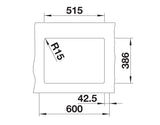 Blanco Subline 350/150-U Ceramic - 523741 - Crystal White Gloss PuraPlus Undermount 1.5 Bowl Sink