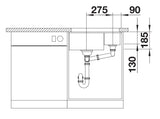 Blanco Subline 350/150-U Ceramic - 523741 - Crystal White Gloss PuraPlus Undermount 1.5 Bowl Sink