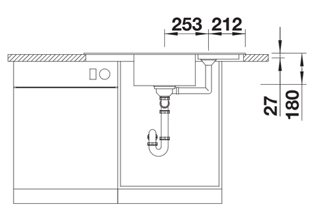 Blanco Zia 9 E Corner - 527212 - Silgranit Inset Corner 1.0 Bowl Kitchen Sink - Soft White