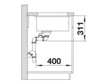 Blanco Subline 350/150-U Ceramic - 523741 - Crystal White Gloss PuraPlus Undermount 1.5 Bowl Sink
