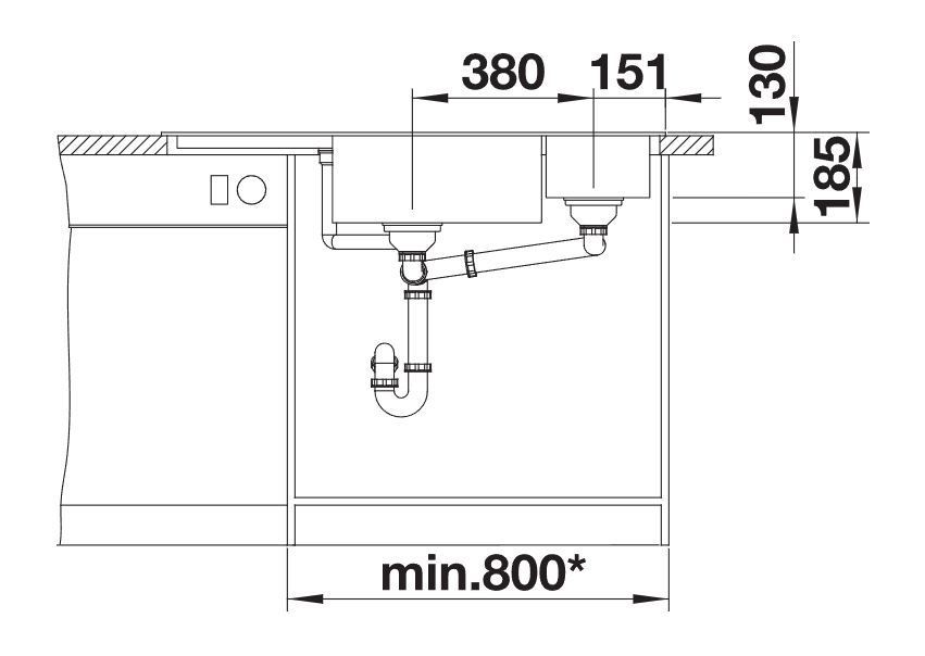 Blanco Delta II Corner - 523666 - Silgranit Inset Corner 1.0 Bowl Kitchen Sink - Tartufo